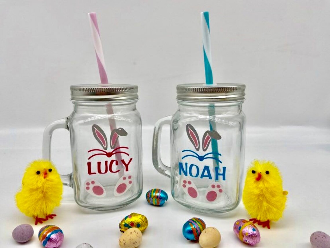 Personalised Easter Mug Bunny Mug Kids Mug Mason Jar Etsy UK