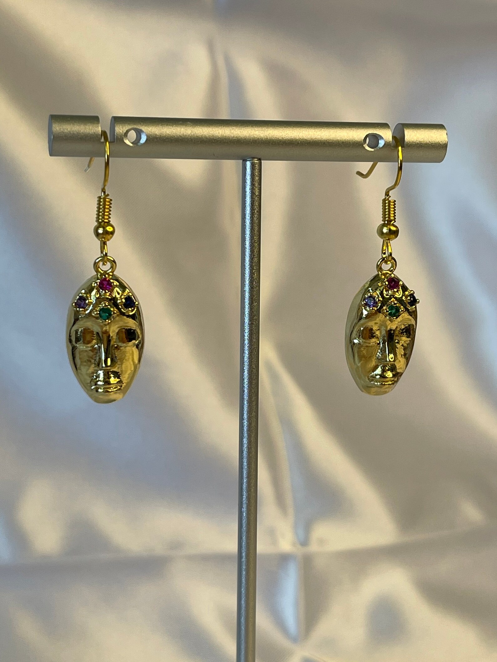 18K Gold Plated Goldn Face Earrings Etsy