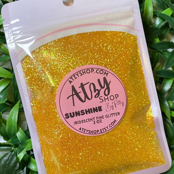 SUNSHINE Iridescent Fine Glitter. Iridescent Polyester Glitter. Fine Craft Glitter. 0.0156". Loose Sparkly Glitter. Yellow Glitter. ATZYSHOP