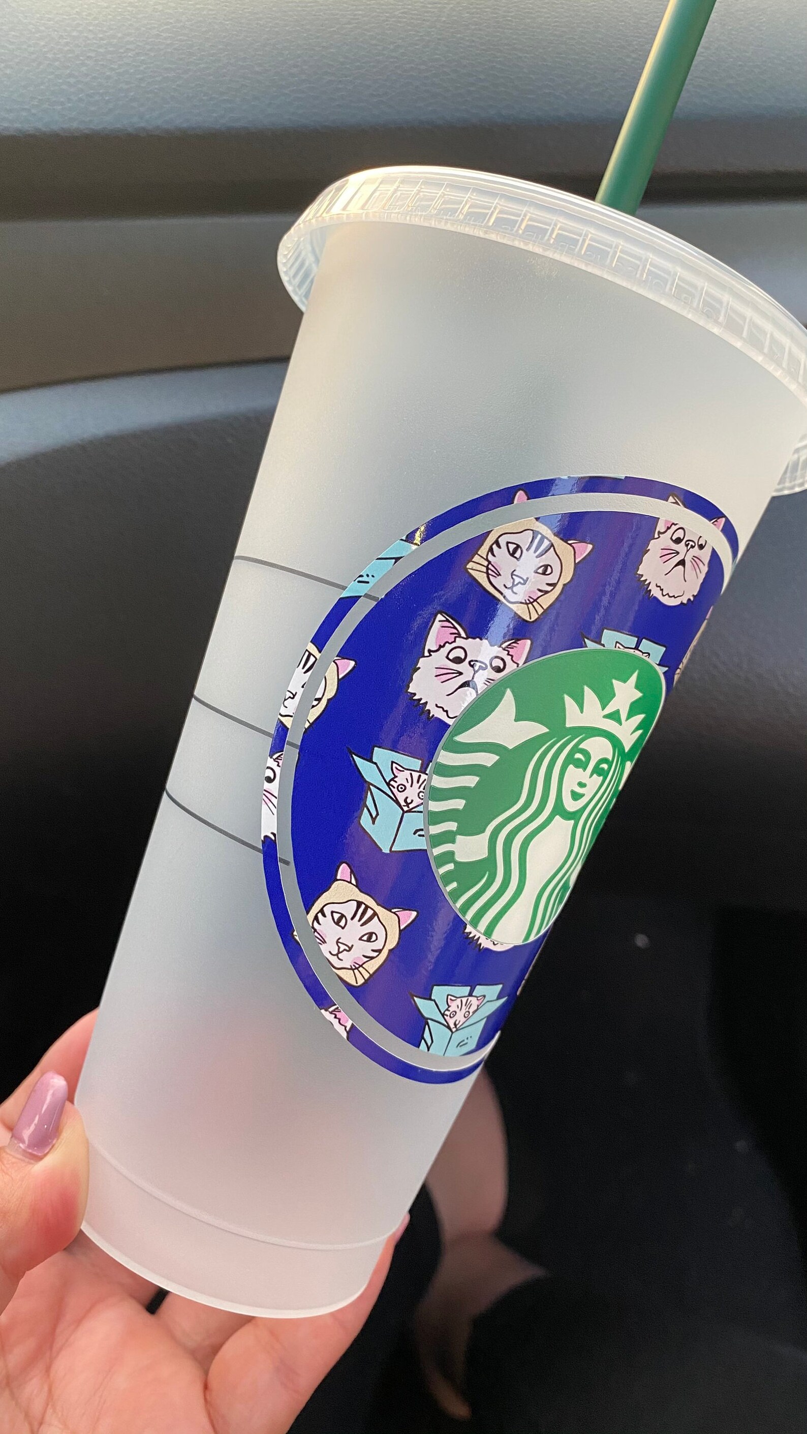 Meme Cats Starbucks Cup. Cats 24oz Custom Cup. Funny Cat Etsy