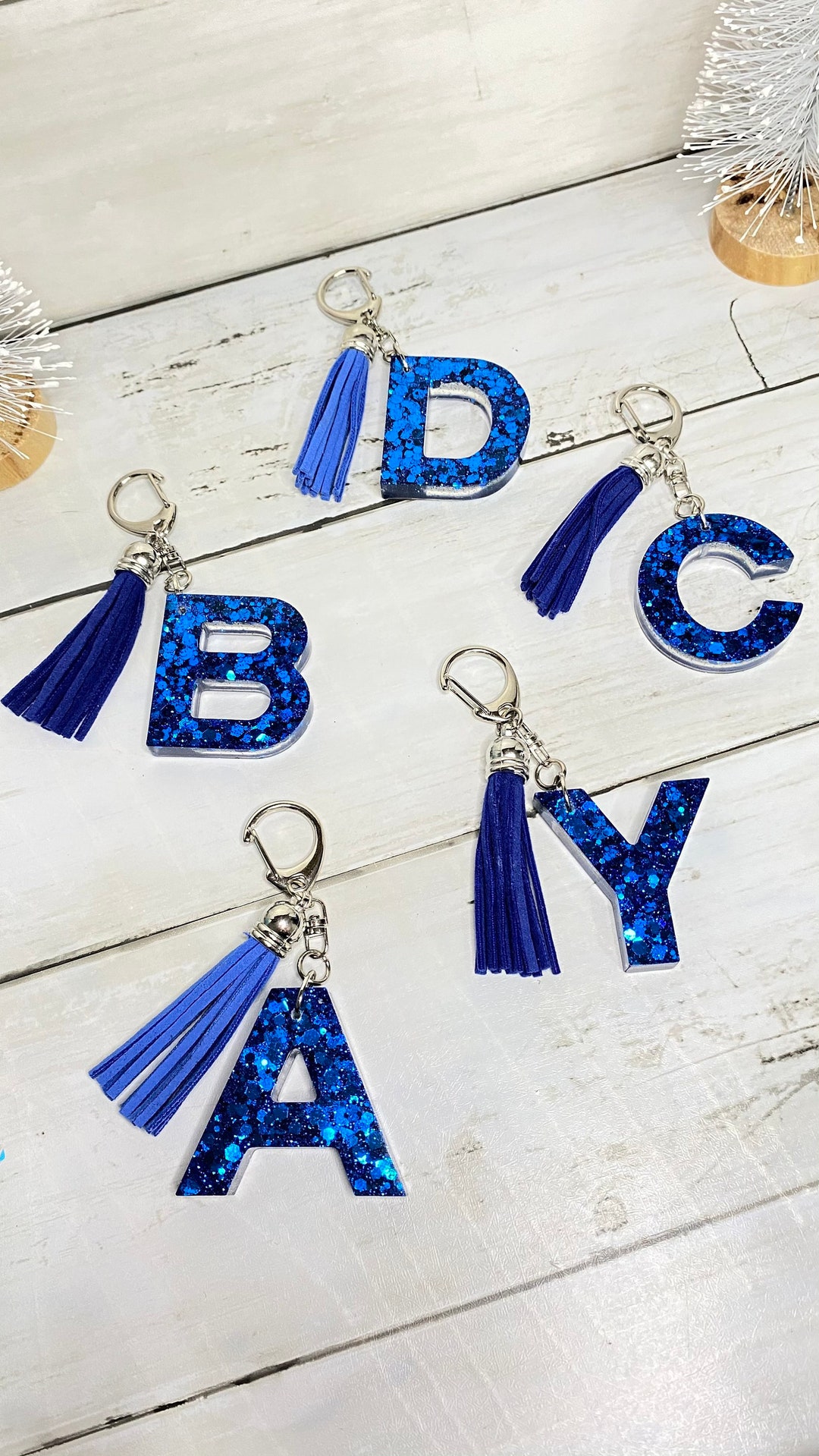 Glittery Sparkly Initial Letter Keychains. Resin Glitter Keychain. Sparkle Keyring. Birthday
