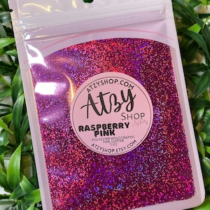 RASPBERRY PINK Holographic Fine Glitter.  Holographic Polyester Glitter. Fine Craft Glitter. Loose Sparkly Glitter. ATZYSHOP