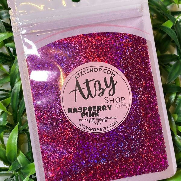 RASPBERRY PINK Holographic Fine Glitter.  Holographic Polyester Glitter. Fine Craft Glitter. Loose Sparkly Glitter. ATZYSHOP