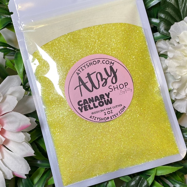 Canary Yellow - Iridescent Fine Glitter. Iridescent Polyester Glitter. Fine Glitter. Loose Sparkly Glitter. ATZYSHOP