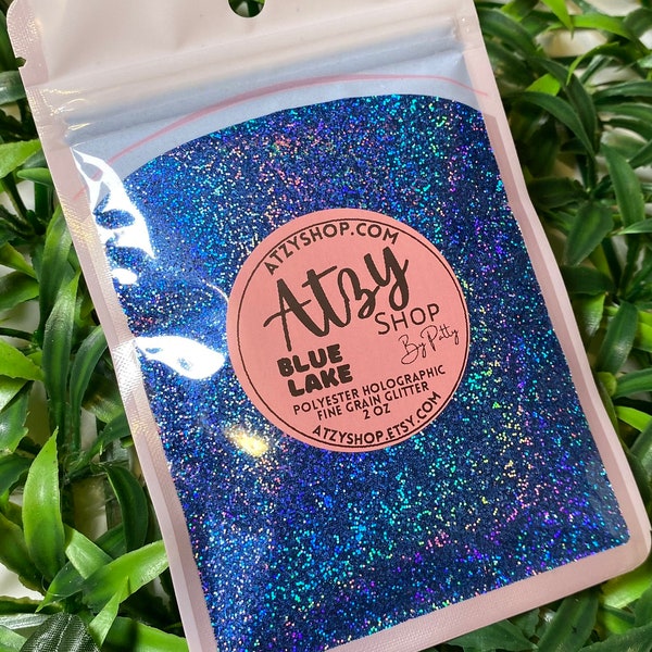 Blue Lake - Holographic Fine Glitter.  Holographic Polyester Glitter. Fine Craft Glitter.  Loose Sparkly Glitter. ATZYSHOP