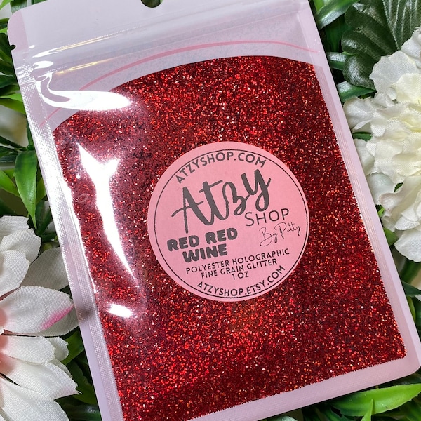 Red Red Wine Holographic Fine Glitter. Holographic Polyester Glitter. Craft Loose Sparkly Glitter. Christmas Red. Blood Red. ATZYSHOP