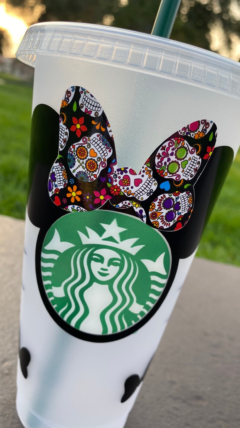 Day of the Dead Minnie Starbucks Cup. Sugar Skull Starbucks Etsy