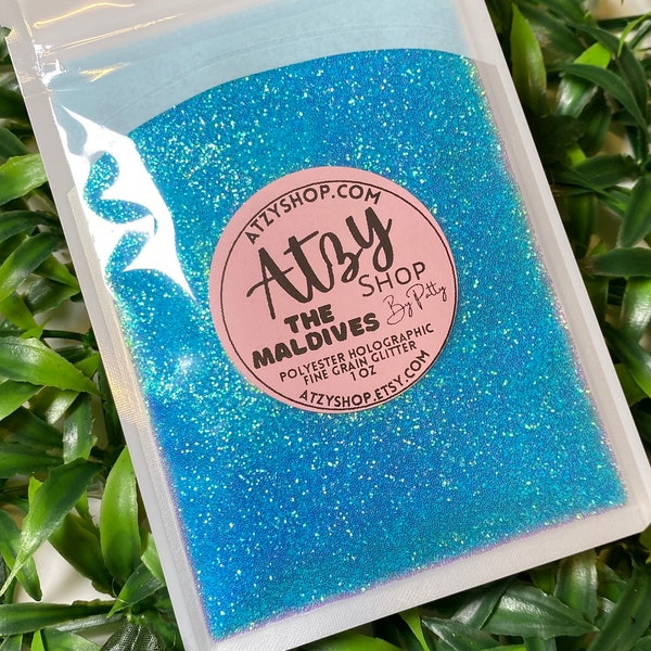 THE MALDIVES Iridescent Fine Glitter. Iridescent Polyester Glitter. Fine Glitter.  Loose Sparkly Glitter. Blue Glitter. ATZYSHOP