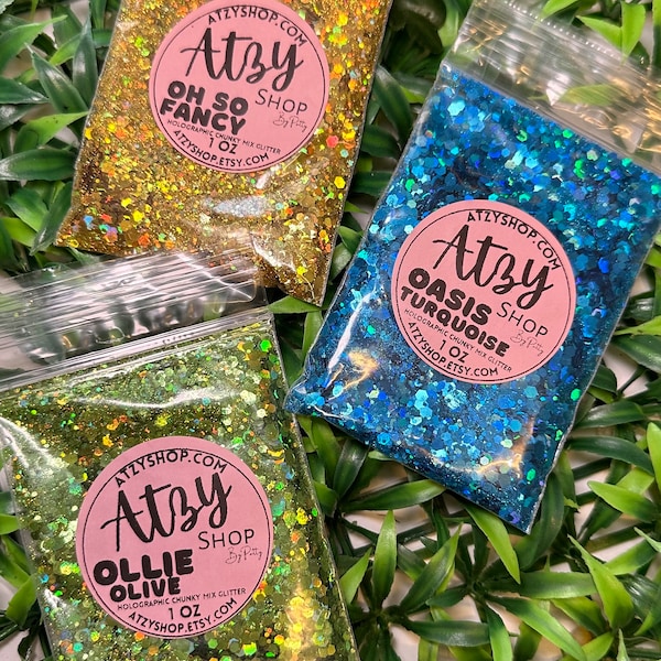 Oh So Fancy Holographic Chunky Mix Glitter. Tumbler Glitter. Epoxy Resin Glitter. Holographic gold Glitter.Loose Sparkly Glitter. ATZYSHOP