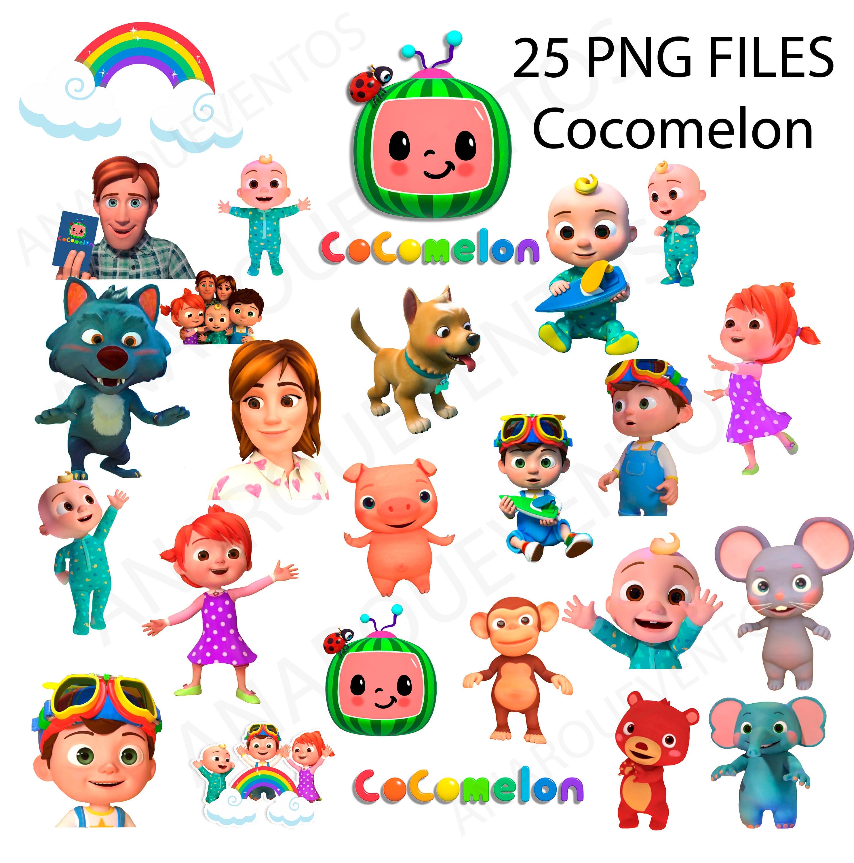 25 PNG files Cocomelon instant download | Etsy