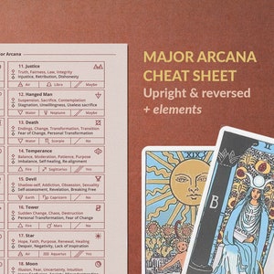 Major Arcana Tarot Cheat Sheet - printable & instant download A5 JPG