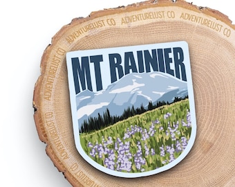 Mount Rainier National Park Washington Sticker | Adventure Explore Hiking | Nature Lover Gift | Waterproof Matte Water Bottle Laptop Sticker