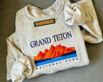Embroidered Grand Teton National Park Crewneck | Wyoming State Embroidery Sweatshirt | Gift for Nature Lovers Adventure Seekers