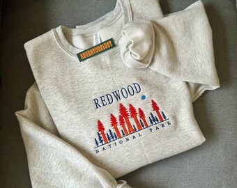 Embroidered Redwood National Park Crewneck | California State Sweatshirt | Gift for Nature Lovers Adventure Seekers | Souvenir Gift
