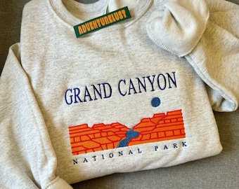 Embroidered Grand Canyon National Park Crewneck | Arizona State Embroidery Sweatshirt | Gift for Nature Lovers Adventure Seekers