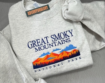 Embroidered Great Smoky Mountains National Park Crewneck | Tennessee North Carolina  State Sweatshirt | Gift Nature Lovers Adventure Seekers