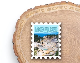 Lassen Volcanic National Park California Stamp Sticker | Adventure Explore Outdoors Hiking | Water Bottle Laptop Sticker | Nature Lover Gift