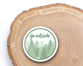 Green Go Outside Sticker | Adventure Hike Explore Sticker | Nature Lover Gift | Waterproof Water Bottle Laptop Sticker