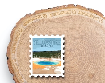 Yellowstone National Park Stamp Sticker | Adventure Explore Hiking Outdoors | Waterproof Water Bottle Laptop Sticker | Nature Lover gift