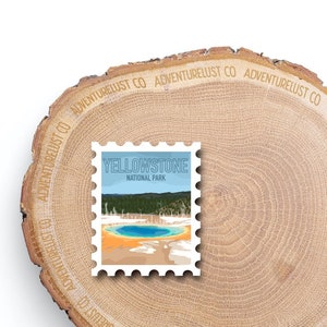 Yellowstone National Park Stamp Sticker | Adventure Explore Hiking Outdoors | Waterproof Water Bottle Laptop Sticker | Nature Lover gift