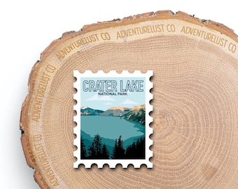 Crater Lake National Park Oregon Stamp Sticker | Adventure Explore Outdoors Hiking | Water Bottle Laptop Sticker | Nature Lover Gift
