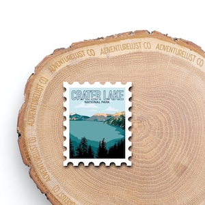 Crater Lake National Park Oregon Stamp Sticker | Adventure Explore Outdoors Hiking | Water Bottle Laptop Sticker | Nature Lover Gift