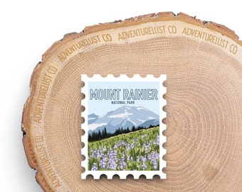 Mount Rainier National Park Washington Stamp Sticker | Adventure Explore Outdoors Hiking | Water Bottle Laptop Sticker | Nature Lover Gift