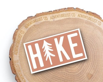 Peach Hike Tree Sticker | Adventure Hiking Quote | Aesthetic Waterproof Sticker | Explore Nature Gift | Water Bottle Laptop Sticker