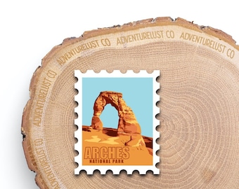 Arches National Park Utah Stamp Sticker | Adventure Explore Hiking | Waterproof Matte Water Bottle Laptop Sticker | Gift for Nature Lovers