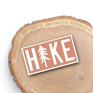 Peach Hike Tree Sticker | Adventure Hiking Quote | Aesthetic Waterproof Sticker | Explore Nature Gift | Water Bottle Laptop Sticker