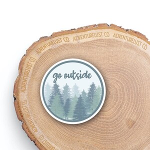 Blue Go Outside Trees Sticker | Adventure Hike Explore Nature Sticker | Waterproof Water Bottle Laptop Sticker | Nature Lover Gift