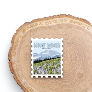 Mount Rainier National Park Washington Stamp Sticker | Adventure Explore Outdoors Hiking | Water Bottle Laptop Sticker | Nature Lover Gift