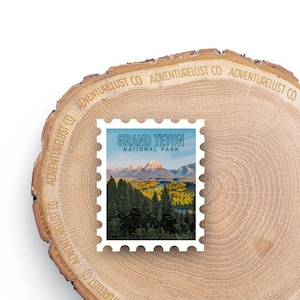 Grand Teton National Park Wyoming Stamp Sticker | Adventure Explore Hiking | Waterproof Matte Water Bottle Sticker | Gift for Nature Lovers