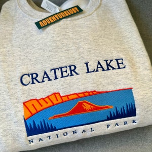 Embroidered Crater Lake National Park Oregon Crewneck Sweatshirt