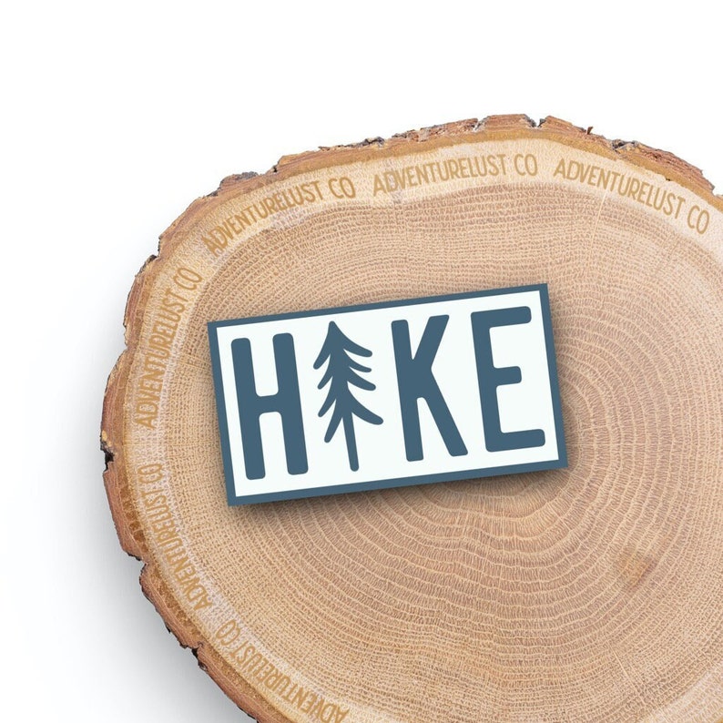 Blue Hike Pink Tree Water Bottle Laptop Sticker Decal