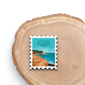 Acadia National Park California Stamp Vinyl Sticker | Outdoors Explore Hiking Adventure Stickers | Waterproof bottle Laptop Sticker