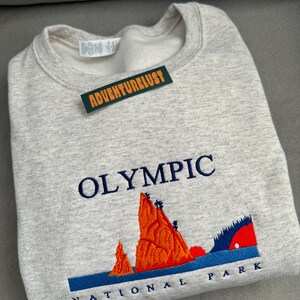 Embroidered Olympic National Park Washington State Crewneck Sweatshirt