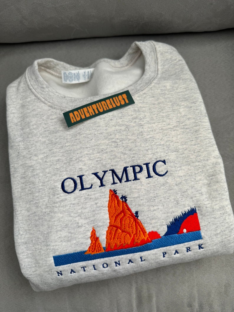Embroidered Olympic National Park Washington State Crewneck Sweatshirt