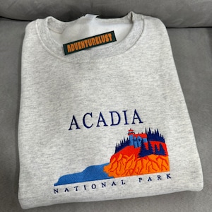 Embroidered Acadia National Park Maine Crewneck Sweatshirt