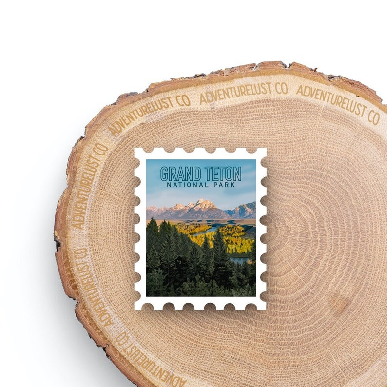 Grand Teton National Park Stamp Water Bottle Laptop Sticker Decal