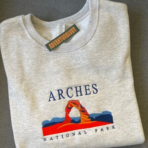 Embroidered Arches National Park Utah Crewneck Sweatshirt