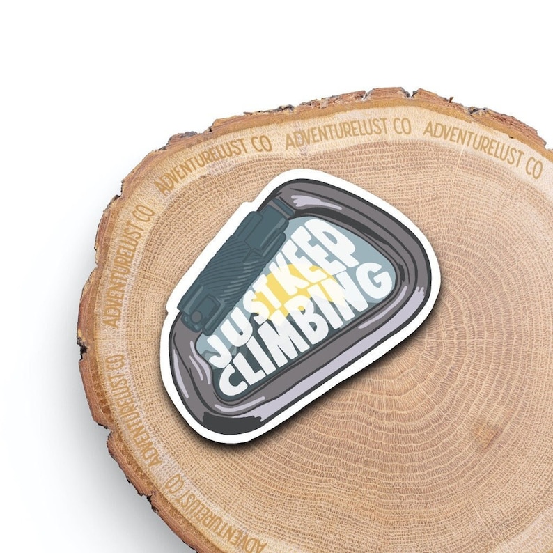Just Keep Climbing Carabiner Water Bottle Laptop Sticker Decal