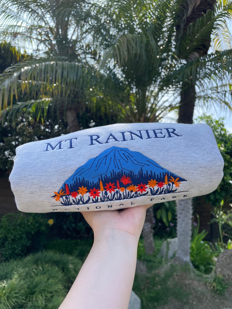 Embroidered Mount Rainier National Park Crewneck | Washington State Embroidery Sweatshirt | Gift for Nature Lovers Adventure Seekers image 3
