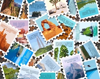 National Park Stamps Sticket Set | Outdoors Explore Hiking Adventure Stickers | Waterproof bottle Laptop Sticker