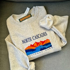 Embroidered North Cascades National Park Washington Crewneck Sweatshirt
