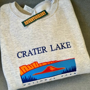 Embroidered Crater Lake National Park Oregon Crewneck Sweatshirt