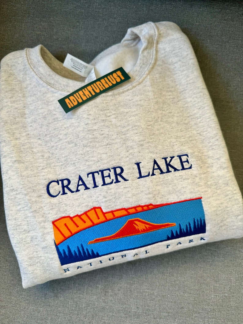 Embroidered Crater Lake National Park Oregon Crewneck Sweatshirt