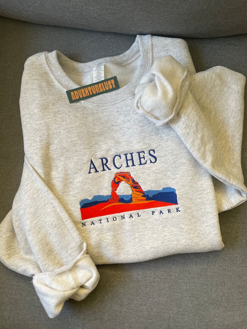 Embroidered Arches National Park Utah Crewneck Sweatshirt