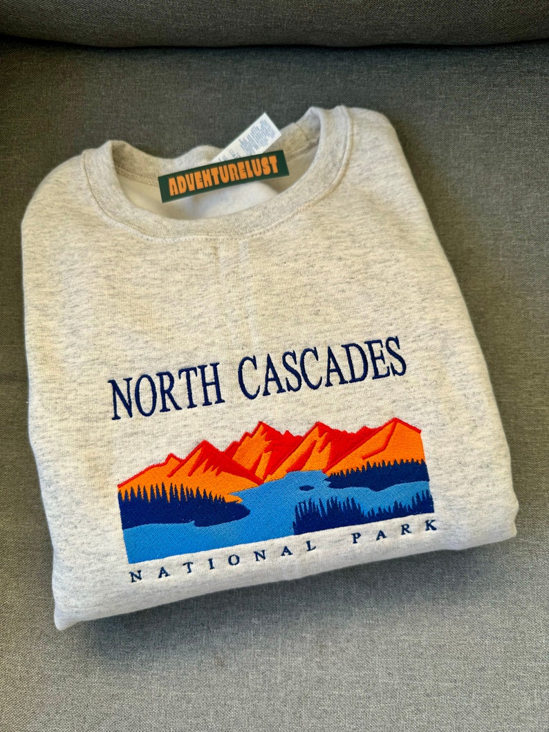Embroidered North Cascades National Park Washington Crewneck Sweatshirt