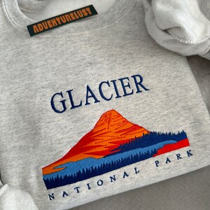 Embroidered Glacier National Park Montana State Crewneck Sweatshirt